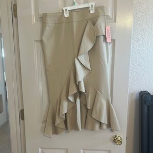 New York & Company Tan Trumpet Midi Skirt